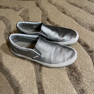 Vans Slip-Ons in Metallic Silver!  Cool finish that is fairly unique.